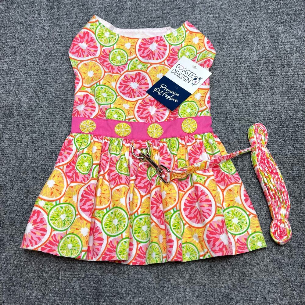 Doggie Design Citrus Slice Dog Dress with Matching Leash Size L